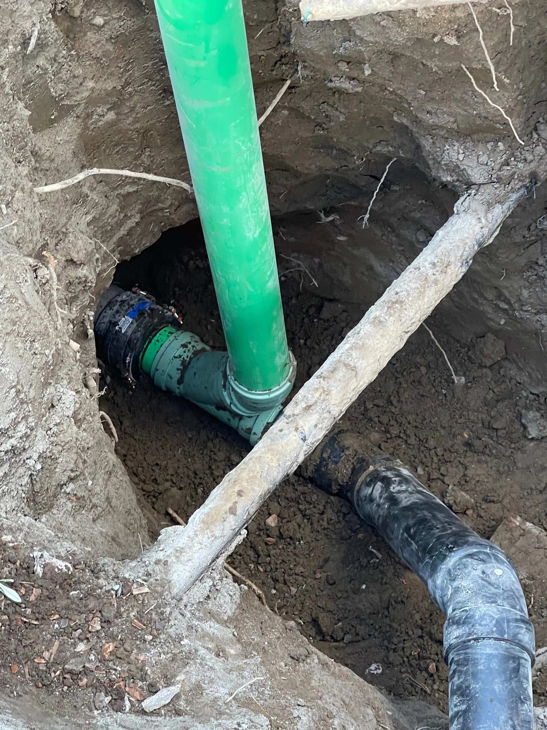 Sewer line repair in progress